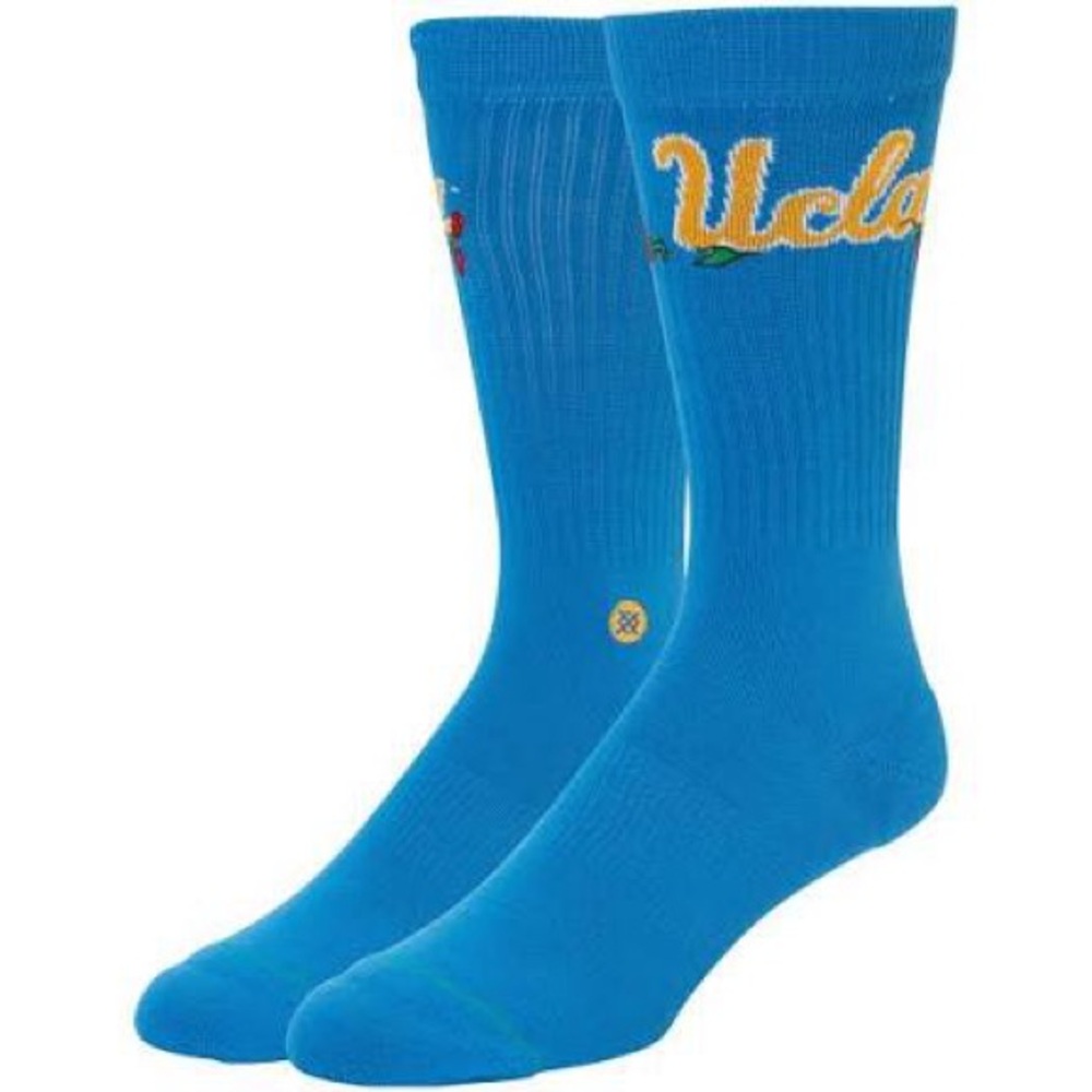 Stance Men's UCLA FLOURISH Crew Socks Size small Blue Red Roses Stance
